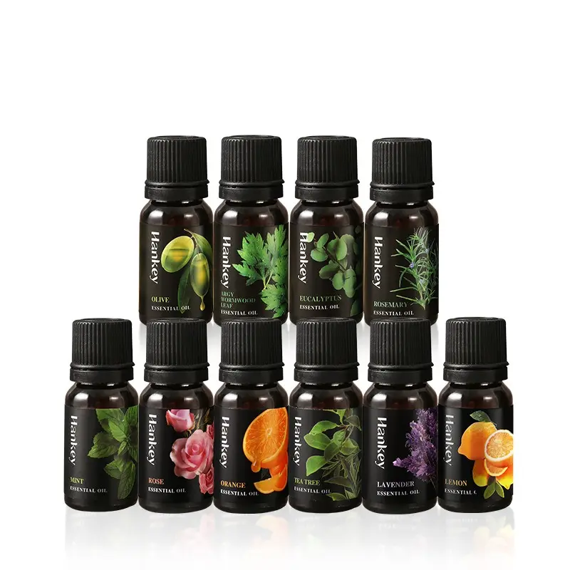 Óleos orgânicos de massagem facial de hortelã-pimenta rosa gengibre para spa óleo essencial de baunilha óleo de rosemary para massagem corporal purificada da árvore do chá