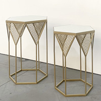 Table de chevet moderne et contemporaine en métal et miroir pour salon, chambre à coucher, salle à manger, meubles de maison pour appartement