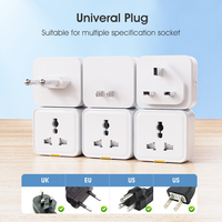 Prise intelligente WiFi Tuya 16A, adaptateur de voyage universel avec moniteur de puissance pour prises UK/EU
