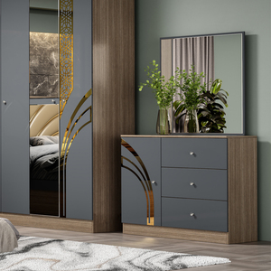 Proveedor de Muebles de Foshan, Juego de Muebles para Dormitorio Juvenil, Cama King Size con Marco de Madera Moderno, Juego Completo de Muebles para Dormitorio - Product Image 4