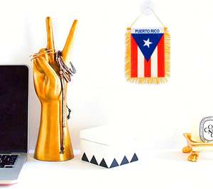 Personalizado de doble cara de 4x6 pulgadas <span class=keywords><strong>Puerto</strong></span> <span class=keywords><strong>Rico</strong></span> Mini país ventana con flecos bandera colgante para la decoración del espejo retrovisor del coche - Product Image 5