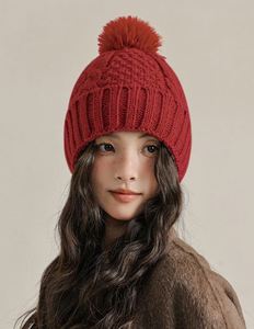 Wholesale Women's Polyester Cotton <b>Fleece</b> Lined Knitted Common Warm Solid Color Winter Big Brim <b>Beanie</b> Hat for Travel - Product Image 4