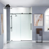 Porte de douche coulissante sans cadre en verre trempé de 10 mm d'épaisseur, sur mesure, 56-60 pouces de largeur, 76 pouces de hauteur, en acier inoxydable, pour salle de bain et chambre à coucher, modèle Mars Villa