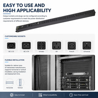 Unidad de Distribución de Energía (PDU) con Tomacorrientes Flexibles y Configurables, Enchufe Universal IEC EU UK FR, para Gabinete de Servidor Estándar