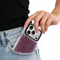 Coque de téléphone à strass fixée fermement pour iPhone 15 Series, procédé d'électroplaqué multicouche, coque rigide en PC durable, dos orné de pierres