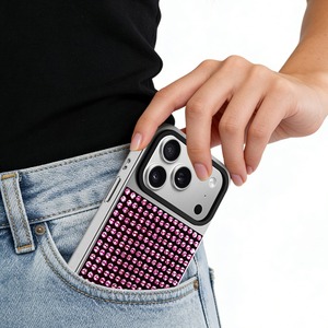 Funda para iPhone 15 con Pedrería Fijada Firmemente, Proceso de Galvanoplastia Multicapa, Carcasa Rígida de <span class=keywords><strong>PC</strong></span> Duradera, Parte Trasera Adornada con Joyas - Product Image 1
