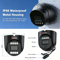 Caméra IP Dôme Métallique POE 4K 8MP Noire avec Vision Nocturne Couleur Intégrale via Application Xmeye, IP66, pour Sécurité Extérieure Domicile et Entreprise, Caméra CCTV POE