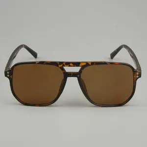 Wholesale Custom k2y Unisex Fashion Vintage Sunglasses Big Frame Double Bridge Tortoise With Lenses For Men And Women