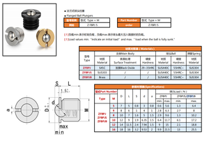 ZFBPJ originali stantuffi a sfera flangiati S45C/SUS304 M5-M16 corpo flangiati pistoni altri elementi di fissaggio - Product Image 2