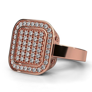 Anello Classico da Donna con Design Quadrato Color Rosa - Product Image 3