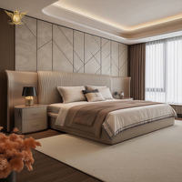 Lit King Size Contemporain avec Tête de Lit Texturée et Accoudoirs Rembourrés, Meuble de Chambre sur Mesure