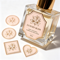 Étiquettes autocollantes en vinyle pour cosmétiques de marque privée TEDDY, logo en or, estampage à chaud, étiquettes de parfum, laminées brillantes