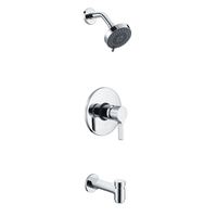 Robinet de douche mural moderne en chrome à pression équilibrée avec poignée sculptée pour baignoire, en céramique, idéal pour appartement - Vente chaude
