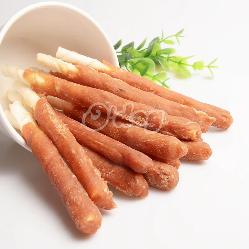 Oem Dog Treat Food Salmon Wrap Rawhide Stick Dental Dog Treat Pet Snacks Dog Treats Salmón