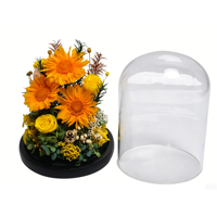 Nouveautés Vente en Gros Cadeaux Personnalisés OEM Bouquet de Roses et Tournesols Préservés sous Cloche en Verre Premium Fête des Mères Noël