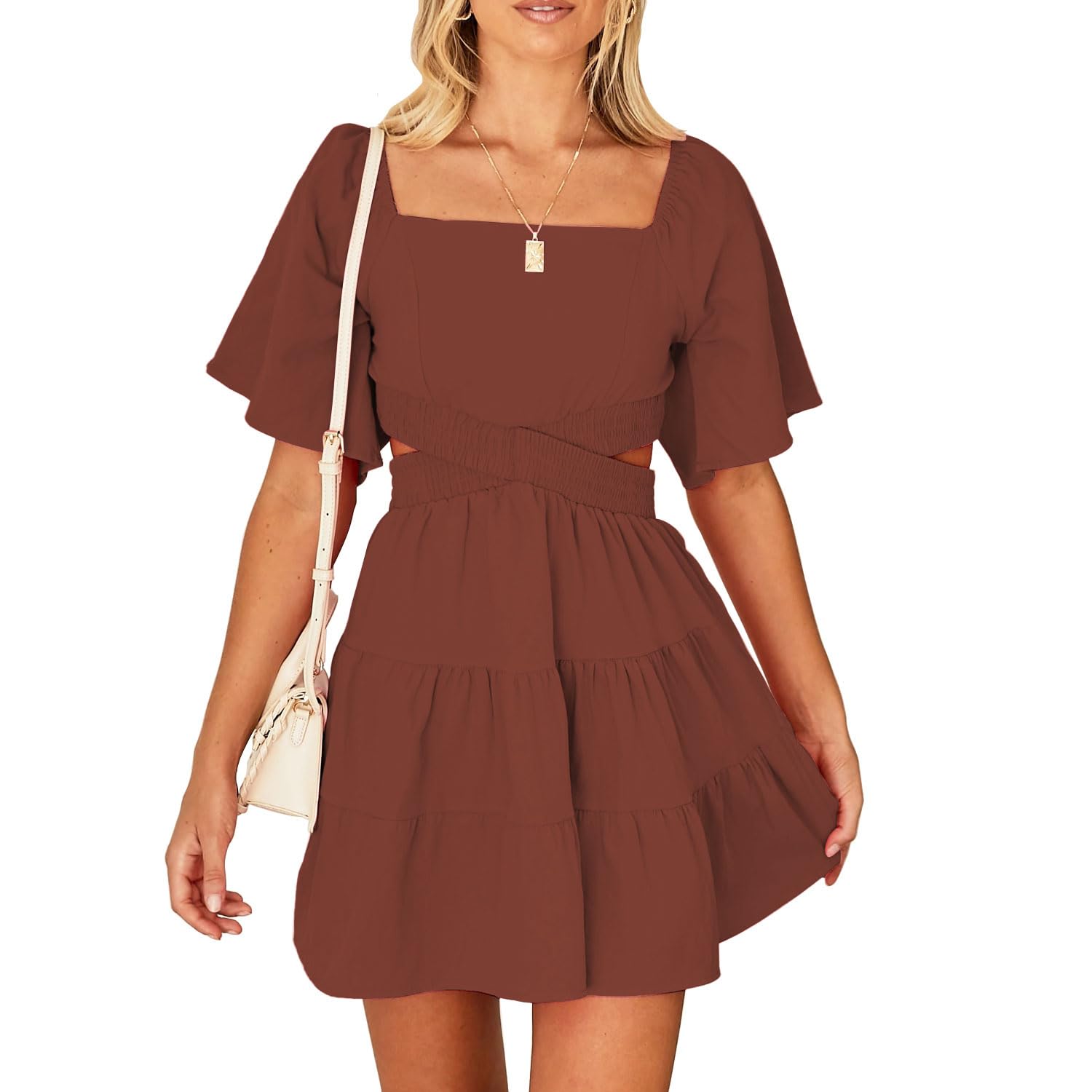 brown dress shoes black suit Pairs Well With Wine Brown Embroidered Floral Short Sleeve Dress XS