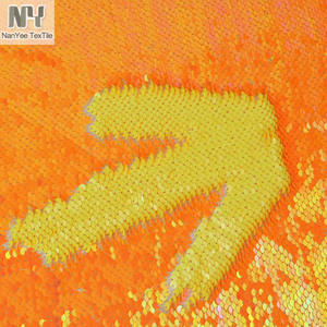 Nanyee-tela <span class=keywords><strong>de</strong></span> lentejuelas naranja neón para chaqueta, textil, venta por metro, <span class=keywords><strong>dos</strong></span> colores - Product Image 4