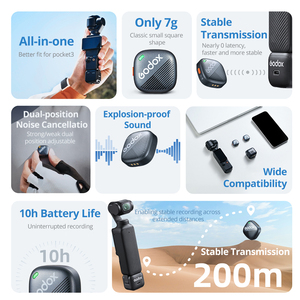 ไมโครโฟนลาวาเลียร์ไร้สาย Cube-OP3 g/odox, การตัดเสียงรบกวน, ไมโครโฟนไร้สายขนาดเล็กสำหรับการถ่ายวิดีโอและการสตรีมสด - Product Image 2