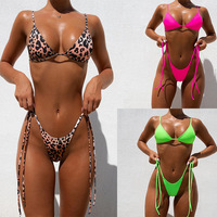 RUIYI Fabricant Nouveau Solide Sexy Bikini Imprimé Léopard Maillot de Bain Micro Bikini Split Strap String et G String Bikini Femmes