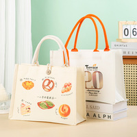 Sac fourre-tout en toile de coton épaisse personnalisable, sac à main vierge avec poignées contrastées et fermeture à bouton en bois, idéal pour les cadeaux et les expositions