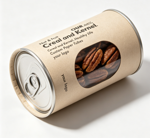 Custom Food-grade Paper Tube Packaging With <b>Window</b> For Nuts Recyclable Food Container Four Color Printing - Product Image 2