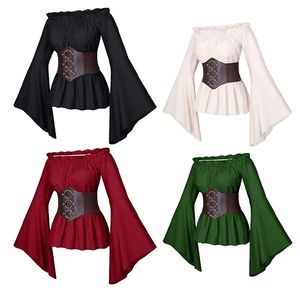 Disfraces <span class=keywords><strong>de</strong></span> <span class=keywords><strong>Pirata</strong></span> <span class=keywords><strong>de</strong></span> Halloween, Camisas Medievales Renacentistas <span class=keywords><strong>de</strong></span> Manga Larga con Cinturón <span class=keywords><strong>de</strong></span> Armadura <span class=keywords><strong>de</strong></span> Cuero Ancho, Blusa y Top Steampunk - Product Image 2