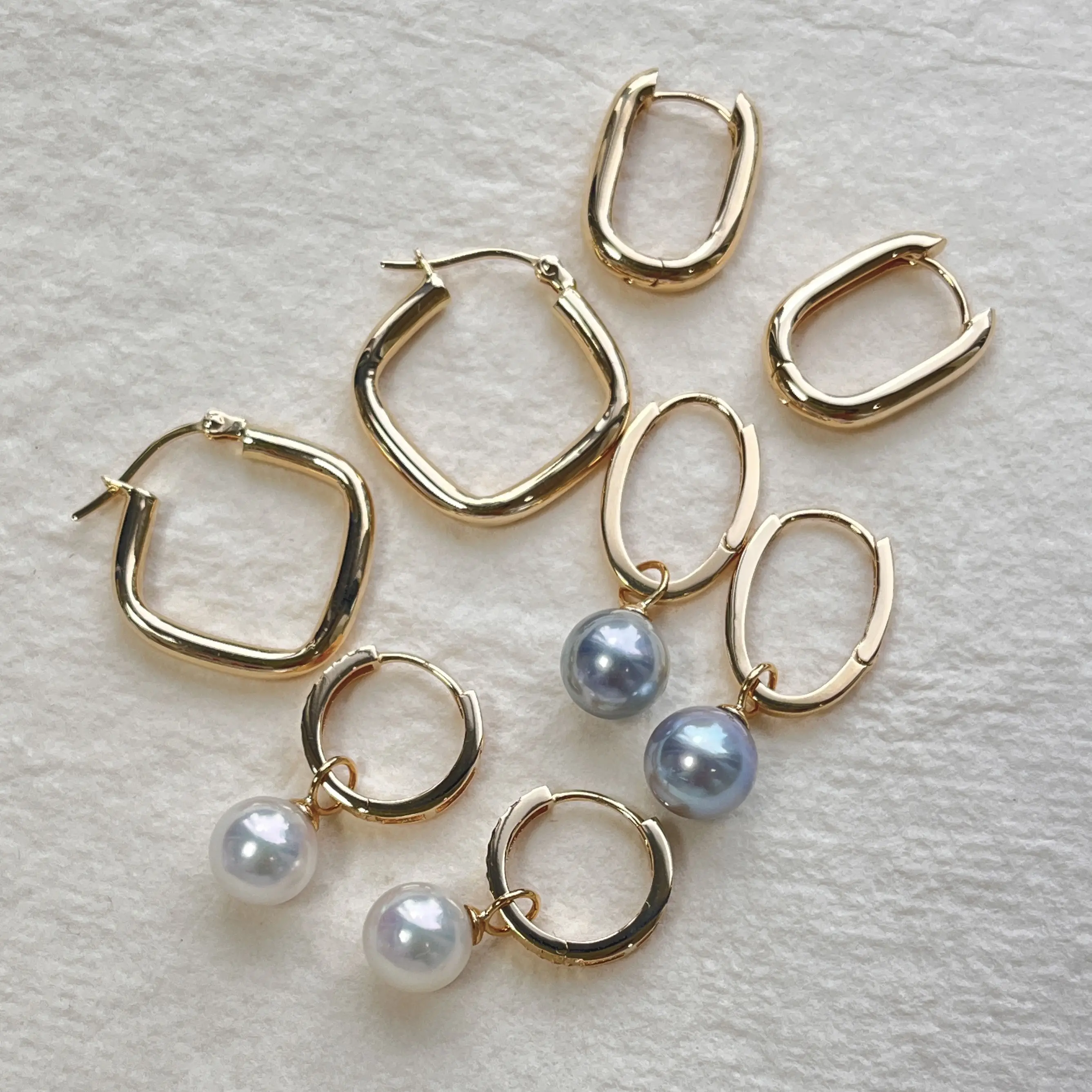 Barato natural Mar del Sur 18K oro sólido creativo a juego aro perla pendiente Vintage para mujer clip en Akoya colgante perla pendiente