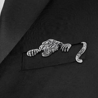 Broches vintage plaquées or en forme de tigre pour hommes, badges animaux en alliage, épingles de revers pour costumes et manteaux, bijoux fantaisie, vente en gros