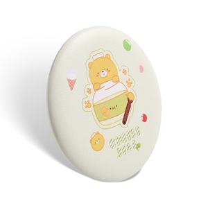 Classical Hot Selling Mini Round PU Leather Cute Design Hand Held Makeup <b>Mirror</b> - Product Image 4