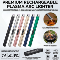 Encendedor Eléctrico Recargable USB al por Mayor, Encendedor de Plasma a Prueba de Viento con Indicador LED de Batería para Barbacoa, Parrilla y Cocina