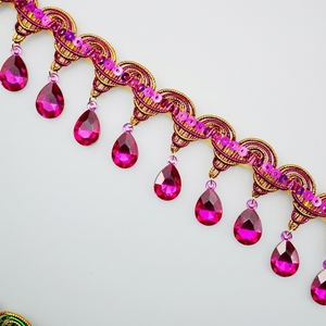 Materiali per Accessori Etnici Fai-da-Te: Ciondolo con Gemme, Filo d'Oro e d'Argento, Nappe a Pagoda, Pizzo, 4,5 cm - Product Image 2