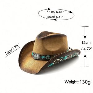 Nuevo Sombrero de Paja de Estilo Étnico para Verano, Sombrero de Vaquero Occidental de Moda, Sombrero de Jazz con Ala Ancha para Hombres y Mujeres, Protección Solar para Viajes y Fiestas - Product Image 2