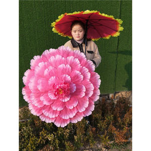 DD4136 3D 모란 꽃 춤 우산 다채로운 미니멀리스트 디자인 스타일 예술 공연을위한 직선 우산 - Product Image 5