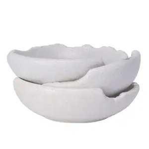 Großhandel 7,5 Zoll Marmor Schüssel Keramik Porzellan Suppe Schüssel dekorative weiße Keramik Obstschale Geschenkset
