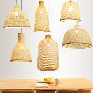 โคมไฟแขวนไม้ไผ่ ไฟ LED E27 ทรงกลม หัวเดียว สำหรับร้านน้ำชา ร้านอาหาร โรงแรม ตกแต่งห้อง - Product Image 2
