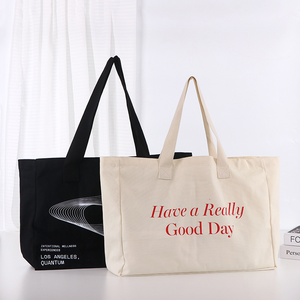 Borse Shopping Personalizzate di Alta Qualità in Tela Nera/Bianca/Naturale di Grandi Dimensioni con Manici per Uso Quotidiano - Product Image 1