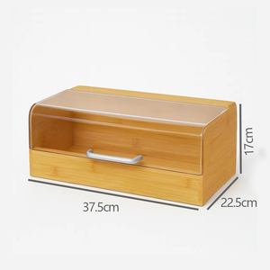 Contenitore cucina di grande capacità rettangolo di bambù scatola di pane con coperchio <span class=keywords><strong>trasparente</strong></span> Logo personalizzato contenitore per il pane - Product Image 3