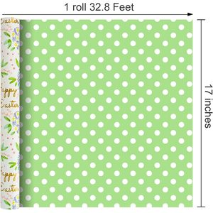 Easter Wrapping <b>Paper</b> <b>Roll</b> 17x33 Feet Floral Spring Design Double Sided Eco Friendly Gift <b>Wrap</b> For Holiday Baby Shower Birthday - Product Image 4