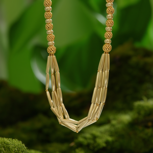 Fashion Beaded <b>Necklace</b> 316L Stainless Steel PVD Gold Plating Sustainable Resistant Long <b>Statement</b> Jewelry - Product Image 3