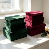 Boîte rectangulaire en velours de haute qualité, ensemble de 3 pièces, boîte à fleurs, boîte cadeau en velours, boîte à roses en velours pour la Saint-Valentin