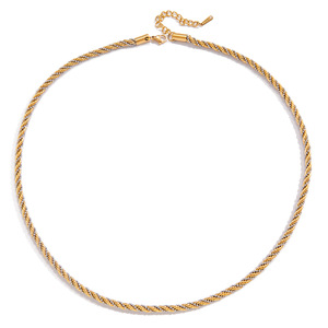 สร้อยคอโซ่เกลียวสำหรับผู้หญิง สแตนเลสสตีล สีสันตัดกัน รูปตัวยู ของขวัญ เครื่องประดับ - Product Image 5