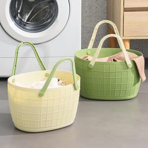 <span class=keywords><strong>Panier</strong></span> à linge et à provisions en plastique domestique portable pour le stockage des fruits et légumes dans la salle de bain - Product Image 1