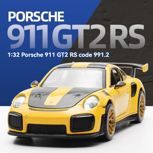 Coches de juguete de metal fundido a presión 1:32 911 GT2RS con sonido y luz, puertas que se abren, modelo clásico de camioneta antigua, adorno decorativo, juguetes de modelo. - Product Image 2