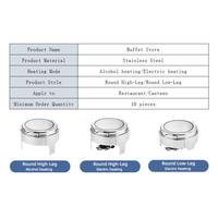 Réchaud de buffet rond en acier inoxydable pour table - Chauffage à l'alcool/électrique pour restaurant et cantine