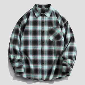<b>Plaid</b> Long Sleeve <b>Shirt</b> Men's 2025 Spring and Autumn New Handsome Men's Black Boys' Senior Sense customized logo breathable - Product Image 4