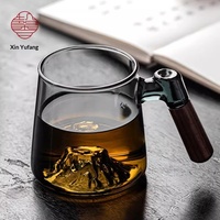 Tasse à thé en verre haute température grande capacité pour bureau, faite à la main, design chinois simple, logo personnalisé, marque HLS, pour hommes