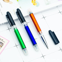 Stylo bille 4-en-1 en plastique, surligneur double tête, lumière LED, logo personnalisé, cadeau promotionnel (encres
