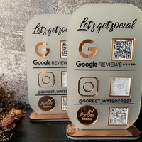 Affichage personnalisé imprimé 2 QR Codes Signes Logo d'entreprise Panneau médias sociaux personnalisé Miroir doré Acrylique Menus Signalisation