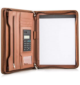 Map Portofolio Ritsleting <span class=keywords><strong>3</strong></span> Cincin dengan Bantalan Tulis Kulit PU Folder Profesional untuk Wawancara Bisnis Kantor, Hitam Cokelat - Product Image 4