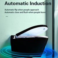 Ensemble de toilettes intelligentes suspendues pour salle de bain européenne moderne, chasse d'eau automatique, toilettes murales noires mates intelligentes avec bidet
